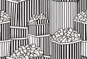 Traditional cinema Popcorn box with vertical stripes, fine line tattoo idea