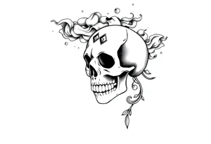 Skull with  jewels underneath 
 stormy skies tattoo idea