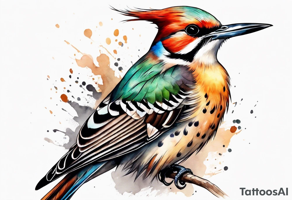Flicker bird with baby tattoo idea