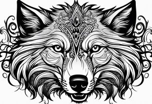 scary wolf head with dark smoke body running tattoo idea