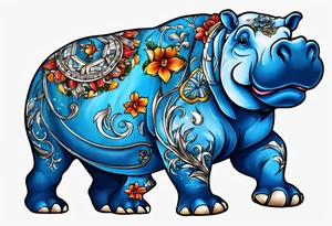 Blue Hippopotamus autism tattoo idea