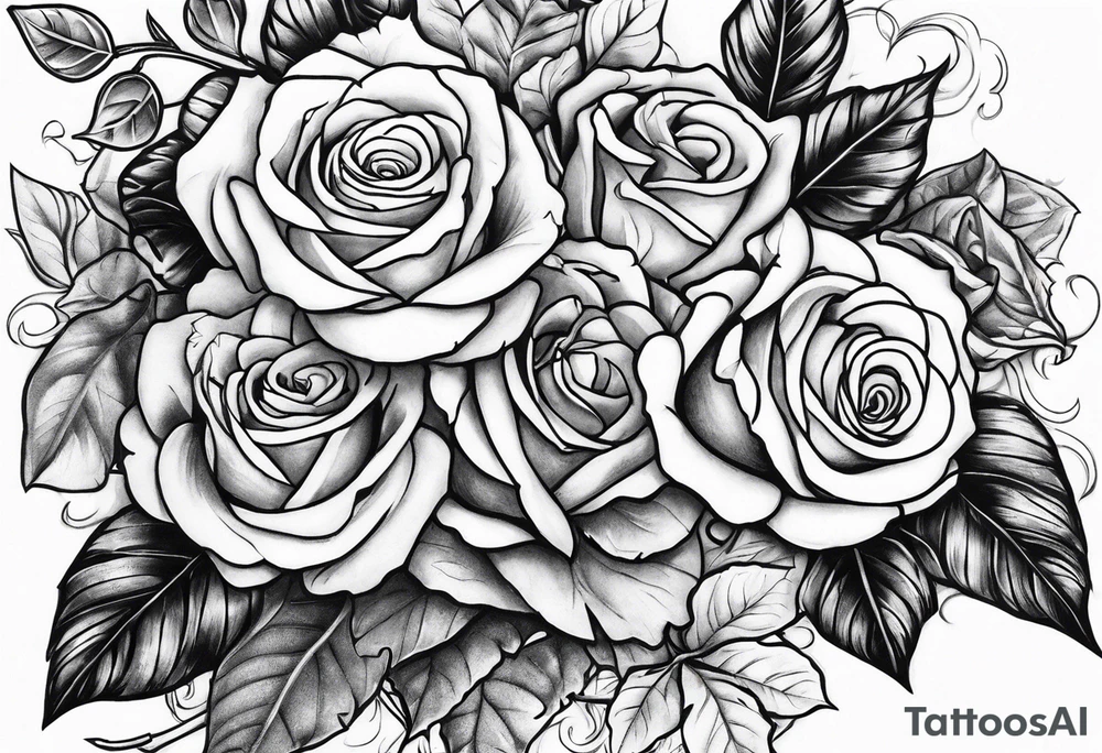 Broken sword with roses and ivy tattoo idea