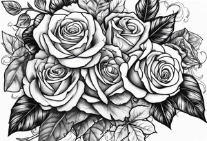 Broken sword with roses and ivy tattoo idea