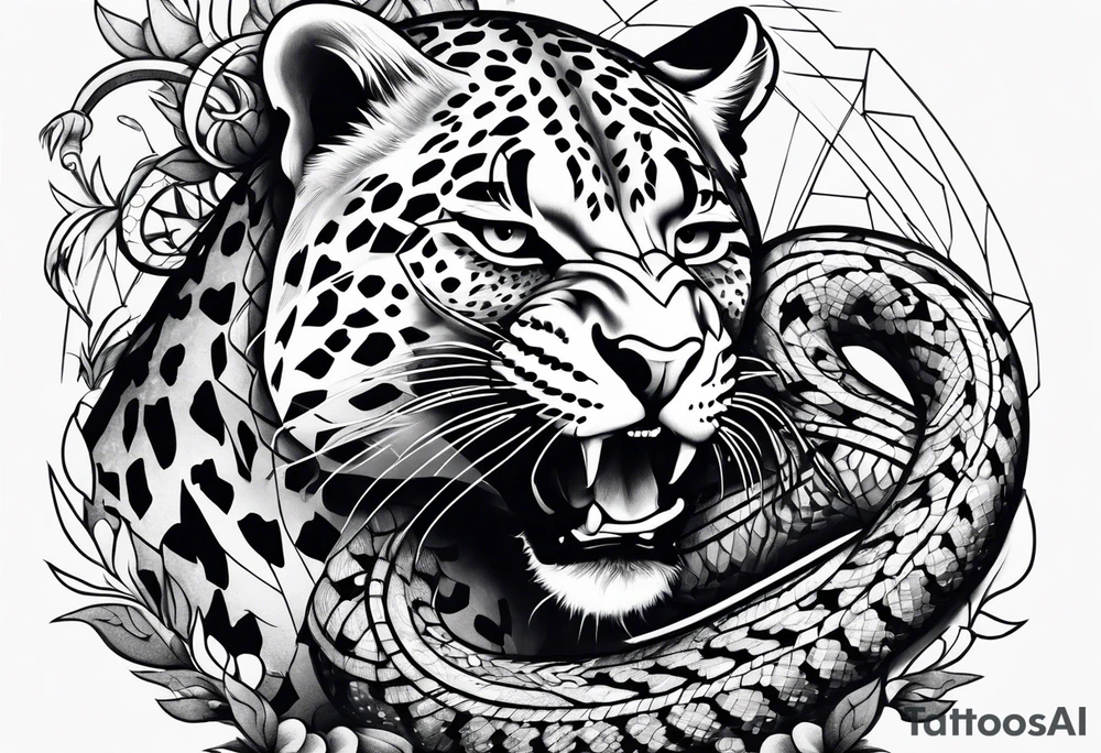 leopard hit to snake tattoo idea