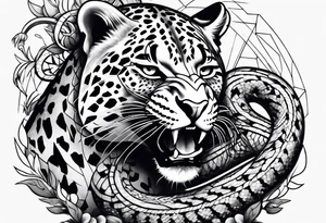 leopard hit to snake tattoo idea
