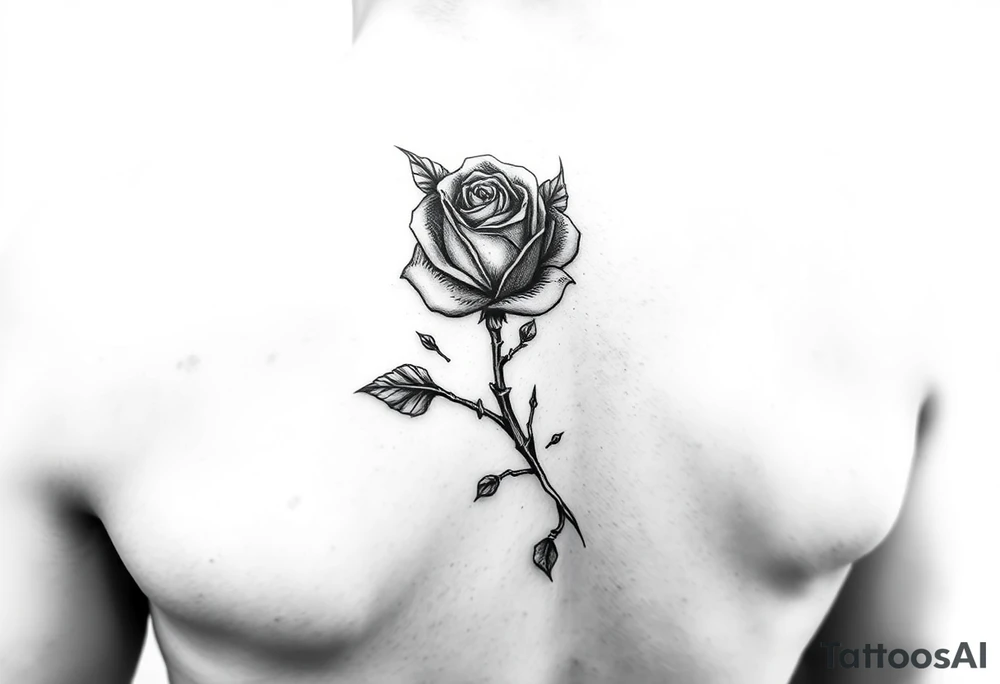Upper arm tattoo of a rose thorn vine stabbed inside of the wrapped around forearm tattoo tattoo idea