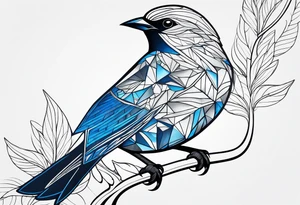 Geometric Black and white blue bird outline with no color tattoo idea