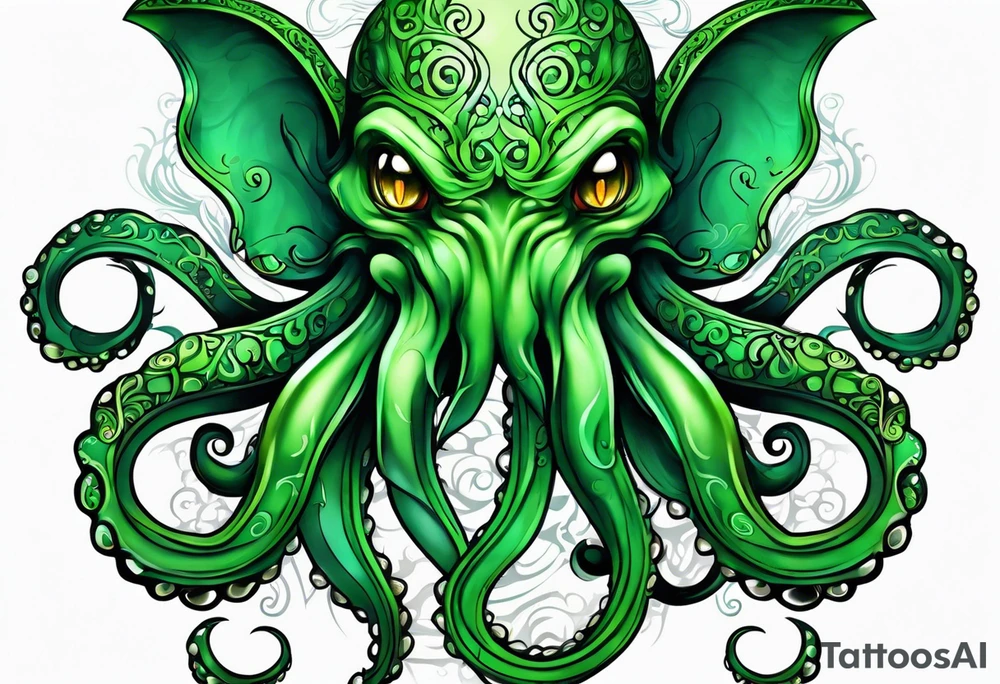 Electric octopus peaceful green gargoyle tattoo idea