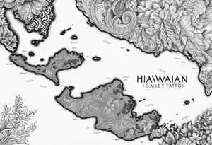 Hawaiian islands map paisley tattoo idea