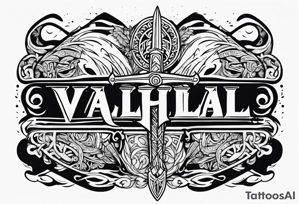 Valhalla sword viking warrior funeral tattoo idea