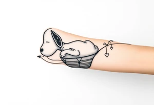 Peanuts snoopy sleeping on hot air balloon tattoo idea