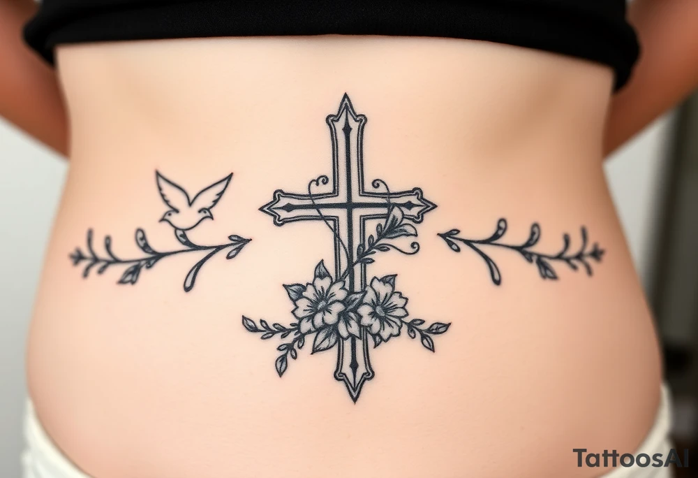 Cross:

A cross, a central symbol of Christianity, can be paired with images like doves (representing peace and love) or intertwined vines (symbolizing a strong and enduring bond).

Doves:

Doves, often seen as symbols of peace and lov can be incorporated into the design, representing the couple's commitment to each other and God.

Intertwined Vines/Hearts:

These designs symbolize the interconnectedness and unity of marriage, ofte adding a romantic and personal touch.

Bible Verses:

A relevant verse about marriage, such as Ephesians 5:21-33 or Proverbs 18:22, can be incorporated into the tattoo design, providing a reminder of their faith and commitment.

Cross Wrapped in Flowers:

This design can be both beautiful and symbolic with the cross representing faith and the flowe symbolizing the beauty of love and commitment.
On female rib cage tattoo idea