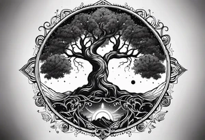 cosmic yggdrasil night sky tattoo idea