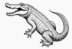 Full body alligator with tail leg top view tattoo idea