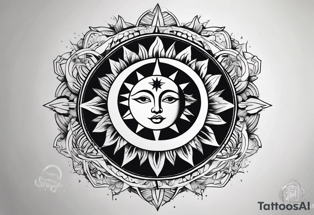 sun and moon tattoo idea