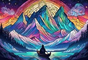 Norwegian gods with aurora borealis tattoo idea