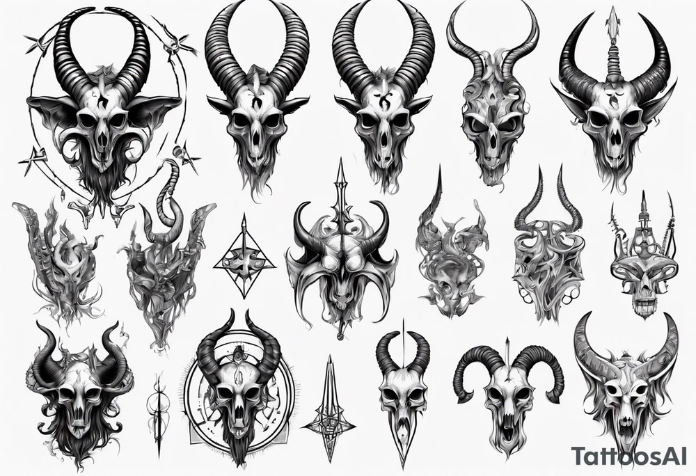 Baphomet sleeve high contrast tattoo idea