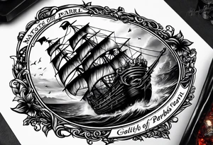 pirates of the Caribbean the black pearl half arm sleeve tattoo idea