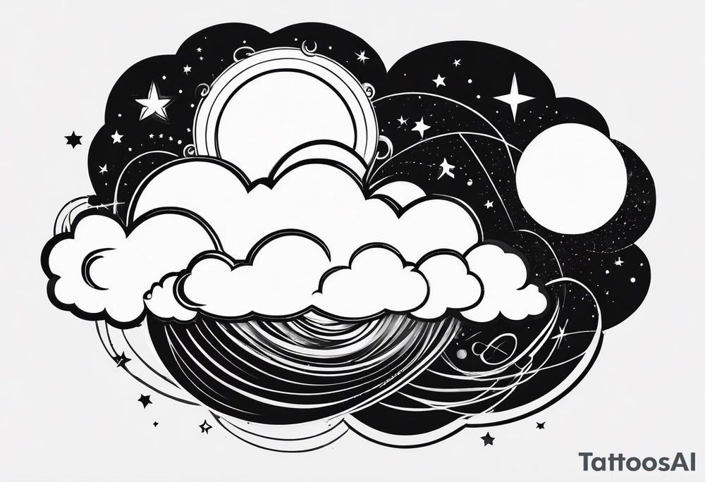 A wrist tattoo in a format of a cloud with the bracelet orientation and inside of this cloud I want galaxy stars and planets tattoo idea