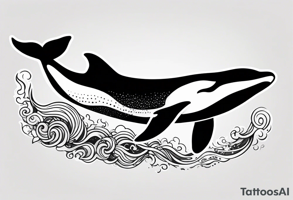 a killer whale with MLM flag colours, minimalistic tattoo idea