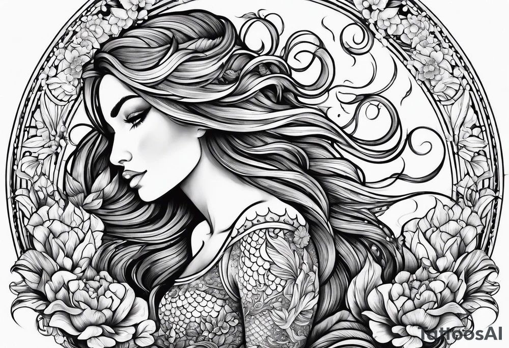 Russian mermaid tattoo idea