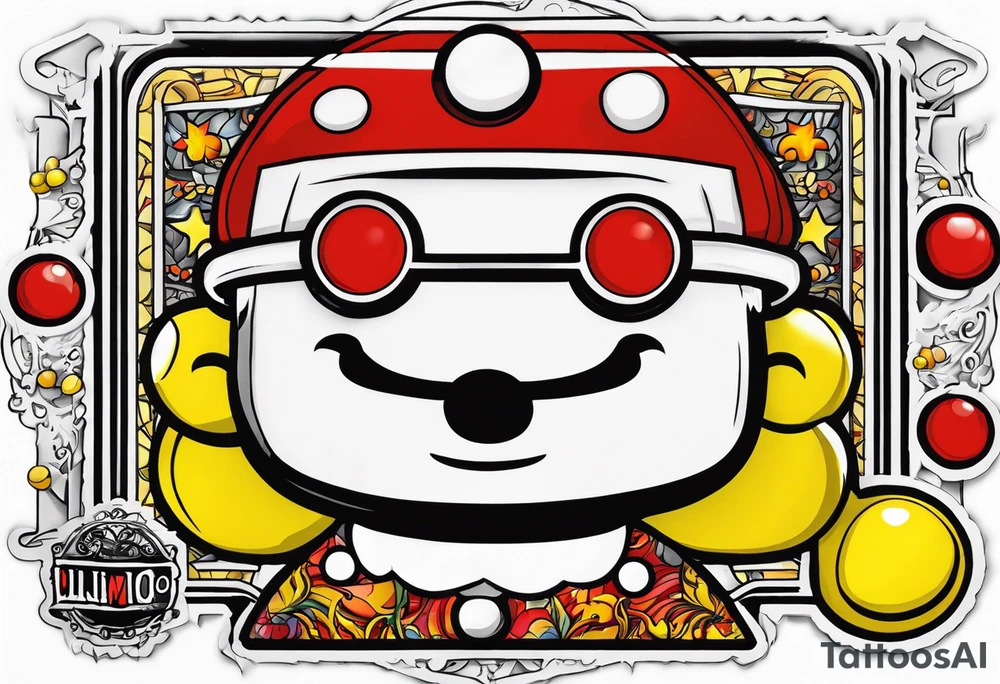 Red and yellow dr mario pill with the word "LillPill" under it tattoo idea