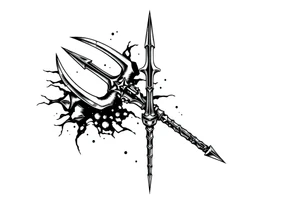 trident with cool background tattoo idea