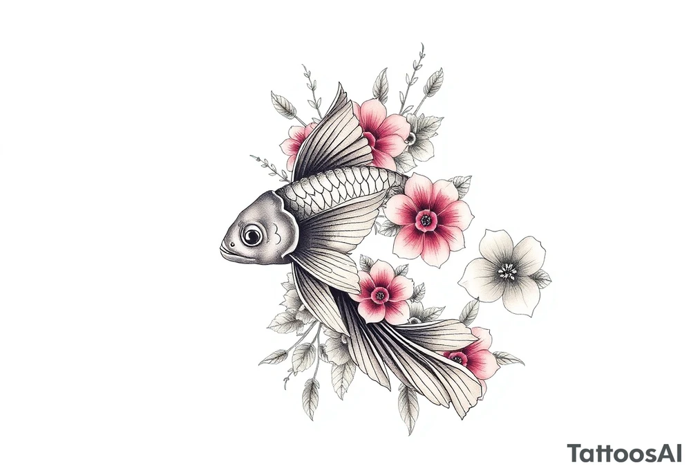 Exotic birds, Exotic flowers, Coi fish tattoo idea