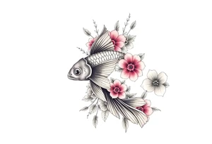 Exotic birds, Exotic flowers, Coi fish tattoo idea