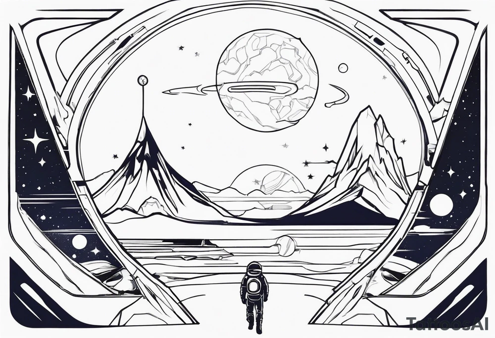 Futuristic Space wanderer tattoo idea
