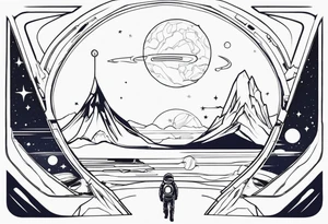 Futuristic Space wanderer tattoo idea