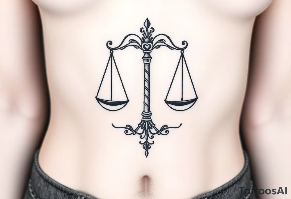 libra zodiac scales tattoo idea