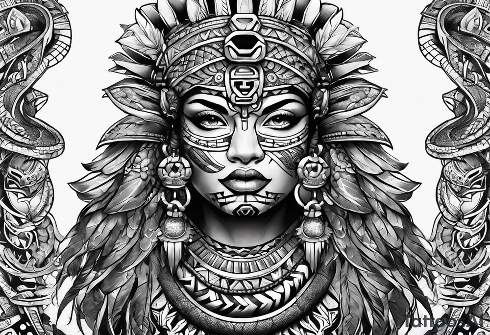 aztec snake sleeve tattoo idea