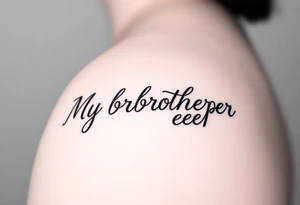 A microphone with the words “My brothers keeper” with the microphone cord looking like it’s actually writing the words . For a female and small tattoo idea