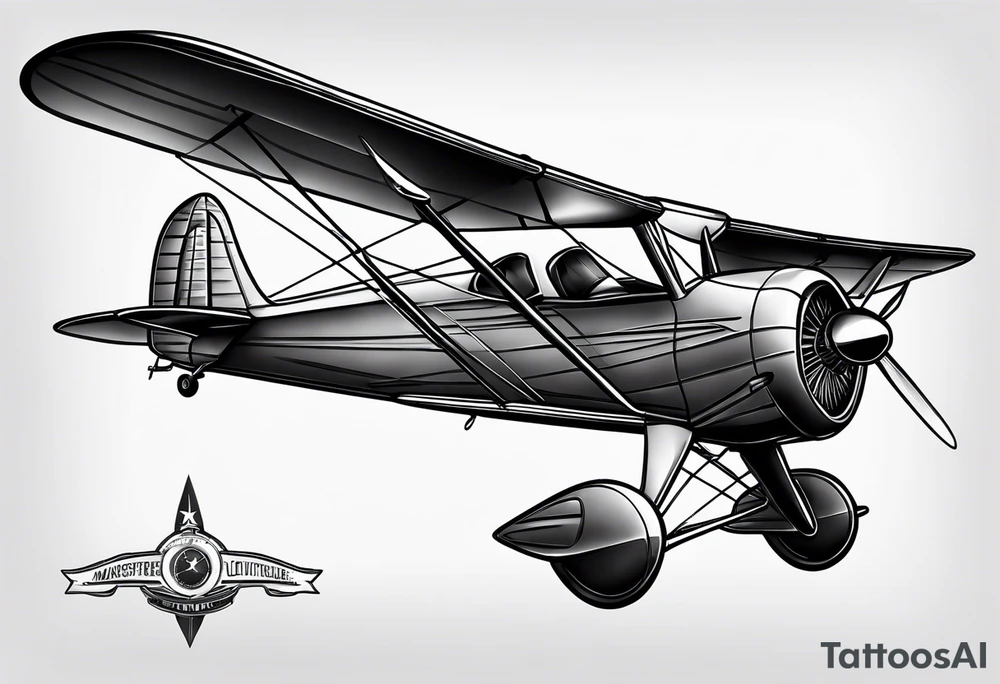 sketch of adventure plane in perspective from the above tattoo idea