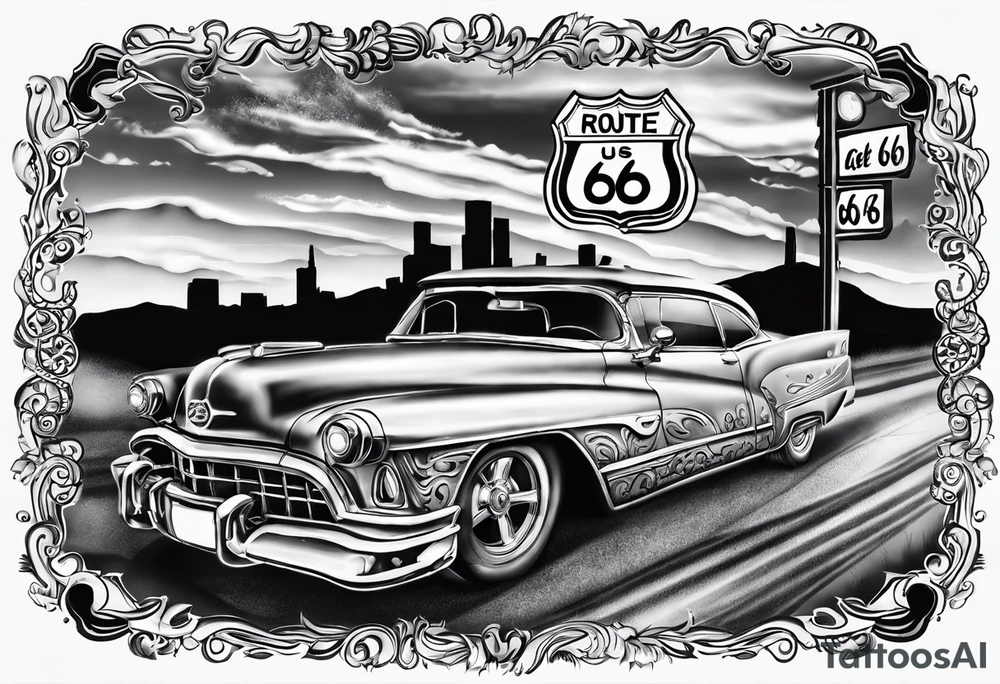 Sign Route 66, get your kicks tattoo idea