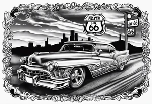 Sign Route 66, get your kicks tattoo idea