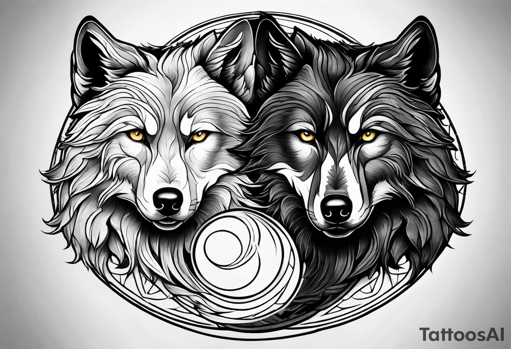 black wolf and white wolf in a ying yang style tattoo idea black wolf and white wolf in a ying yang style tattoo idea