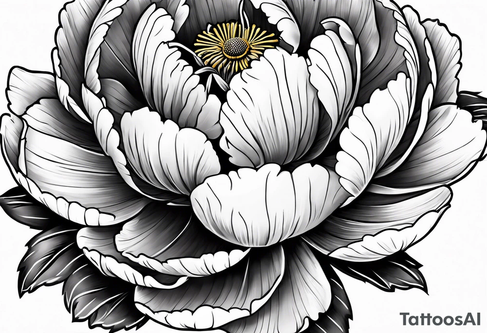 red peony with bee tattoo idea