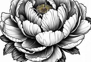 red peony with bee tattoo idea