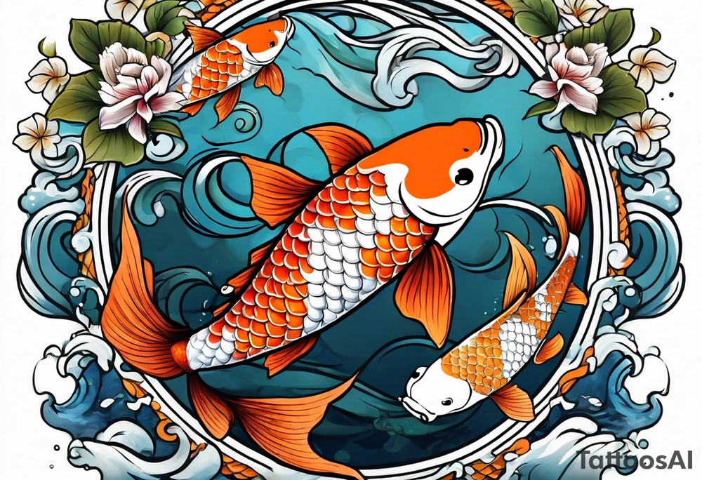 4 koi fish swimming in a circle tattoo idea