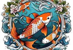 4 koi fish swimming in a circle tattoo idea