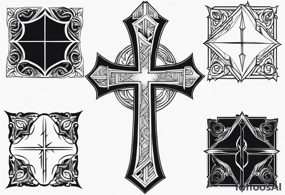 Simple cross and lightning tattoo idea