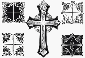 Simple cross and lightning tattoo idea