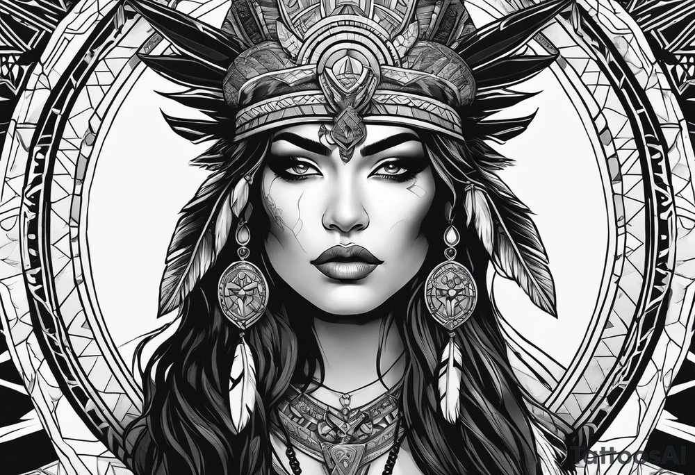 kali, valkrye, pirate, goddess, native american, looking right, wing tattoo idea kali, valkrye, pirate, goddess, native american, looking right, wing tattoo idea