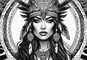kali, valkrye, pirate, goddess, native american, looking right, wing tattoo idea