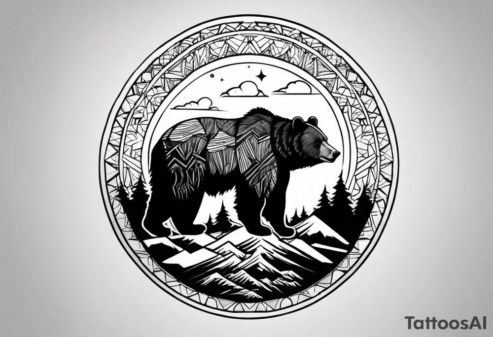 I want wrist band tattoo resemble bear and divine light on hill top tattoo idea