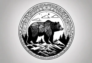 I want wrist band tattoo resemble bear and divine light on hill top tattoo idea