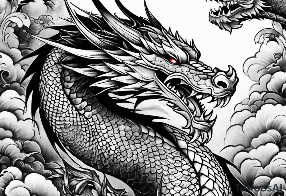 dragon irezumi arm sleeve tattoo idea