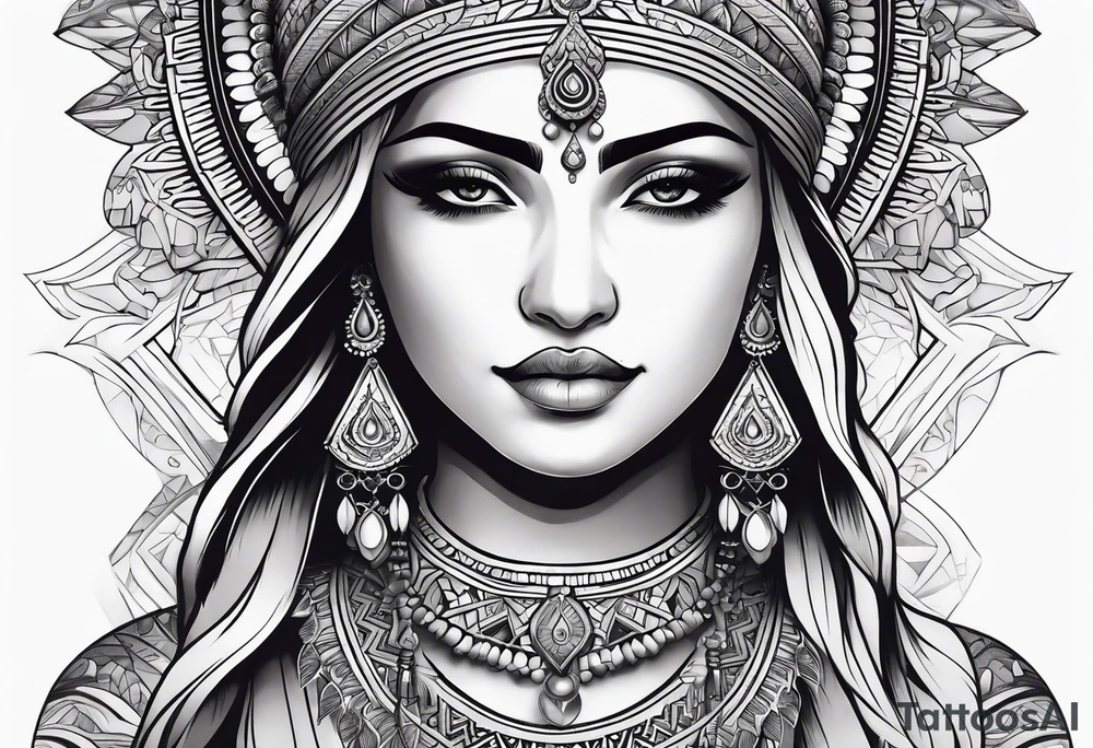 A valley with an Indian goddess tattoo idea